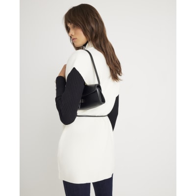 Cream Belted Sleeveless Cardigan