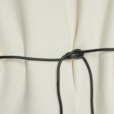 Cream Belted Sleeveless Cardigan