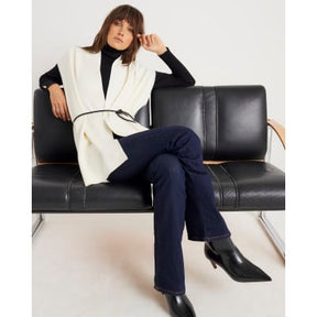 Cream Belted Sleeveless Cardigan