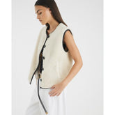 Cream Borg Button Gilet