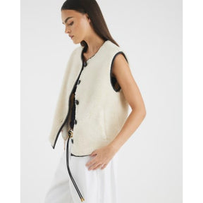 Cream Borg Button Gilet