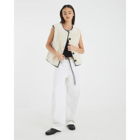 Cream Borg Button Gilet