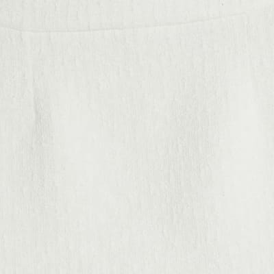 Cream Boucle A Line Mini Skirt