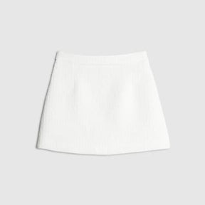 Cream Boucle A Line Mini Skirt