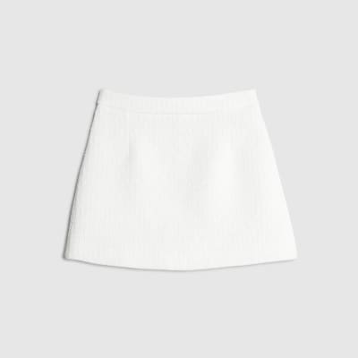 Cream Boucle A Line Mini Skirt