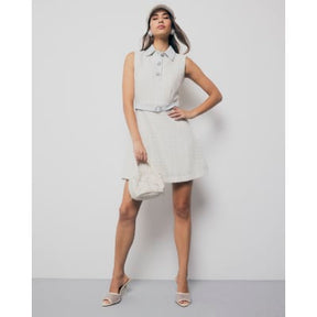 Cream Boucle Denim Sleeveless Mini Dress