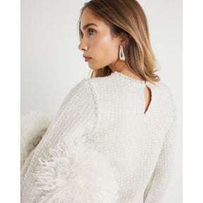 Cream Boucle Embellished Jumper