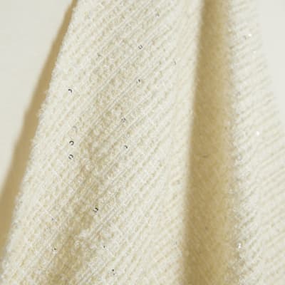 Cream Boucle Hybrid Bow T-shirt