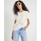 Cream Boucle Hybrid Bow T-shirt