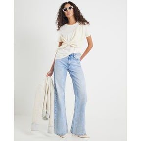 Cream Boucle Hybrid Bow T-shirt