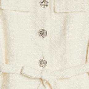 Cream Boucle Short Sleeve Collared Button Top