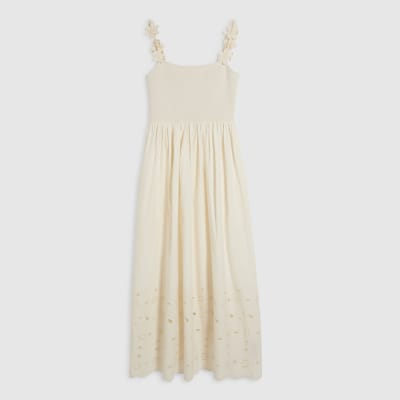 Cream Broderie Cami Maxi Dress