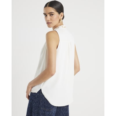 Cream Chain Detail Shell Top