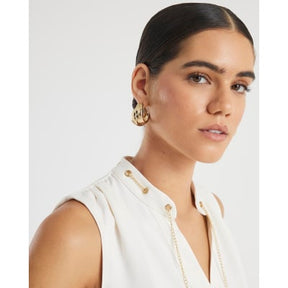 Cream Chain Detail Shell Top