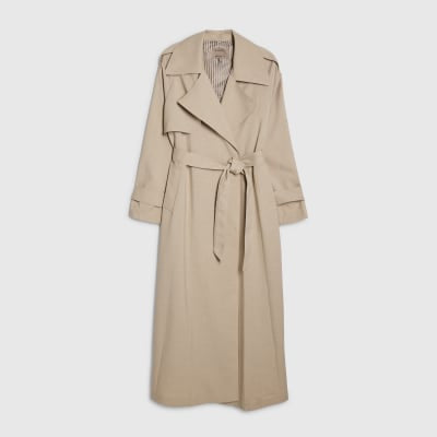 Cream Collared Long Sleeve Trench Coat