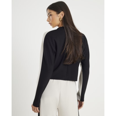 Cream Colour Block Batwing Sweatshirt
