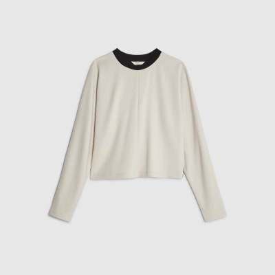 Cream Colour Block Batwing Sweatshirt