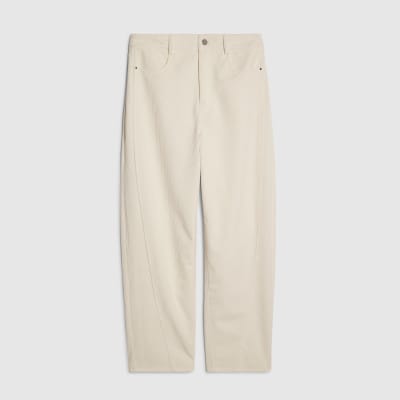 Cream Corduroy Barrel Leg Trousers