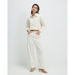 Cream Corduroy Barrel Leg Trousers