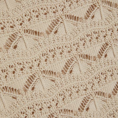 Cream Crochet Knit Boat Neck Jumper