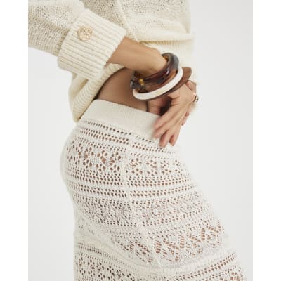 Cream Crochet Maxi Skirt
