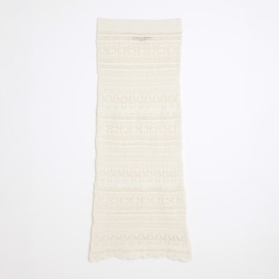 Cream Crochet Maxi Skirt