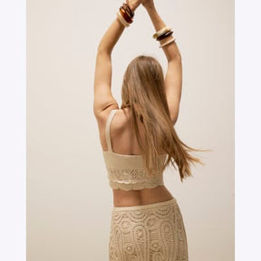 Cream Crochet Sleeveless Bralet