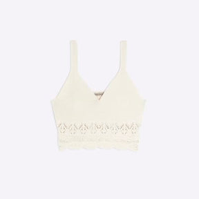 Cream Crochet Sleeveless Bralet