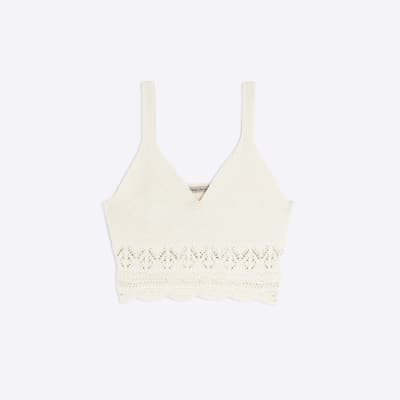 Cream Crochet Sleeveless Bralet