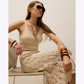 Cream Crochet Sleeveless Bralet