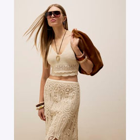 Cream Crochet Sleeveless Bralet