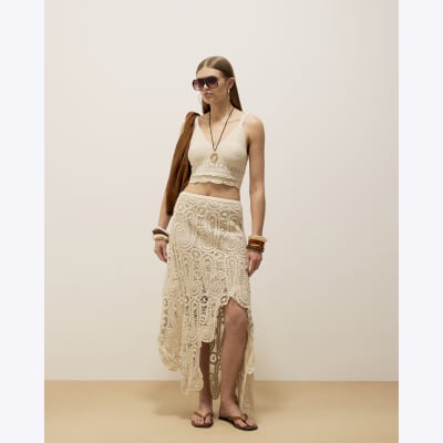 Cream Crochet Sleeveless Bralet