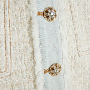 Cream Denim Boucle Mix Mini Skirt