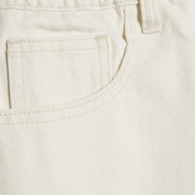 Cream Denim Elasticated A Line Shorts