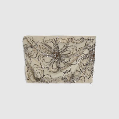 Cream Embellished Bandeau Beach Cami Top
