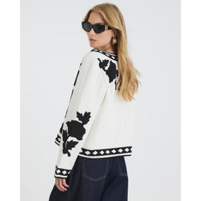 Cream Embroidered Floral Long Sleeve Jacket