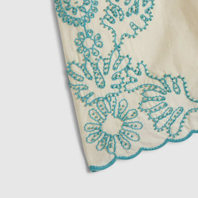 Cream Embroidered Shorts