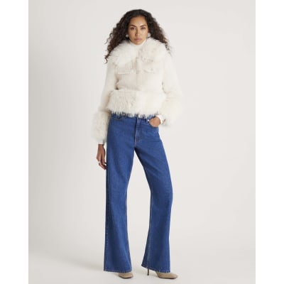 Cream Faux Fur Boucle Hybrid Trophy Jacket