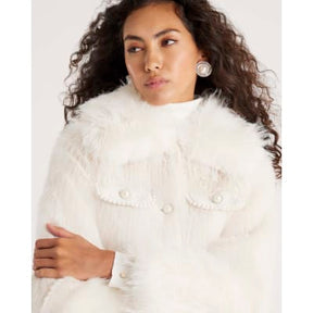 Cream Faux Fur Boucle Hybrid Trophy Jacket