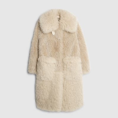 Cream Faux Fur Coat