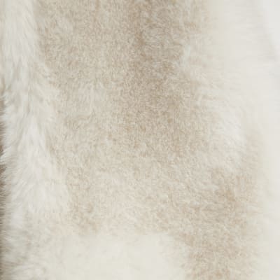 Cream Faux Fur Hooded Long Sleeve Coat
