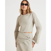 Cream Faux Leather Hammered Top