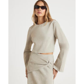 Cream Faux Leather Hammered Top