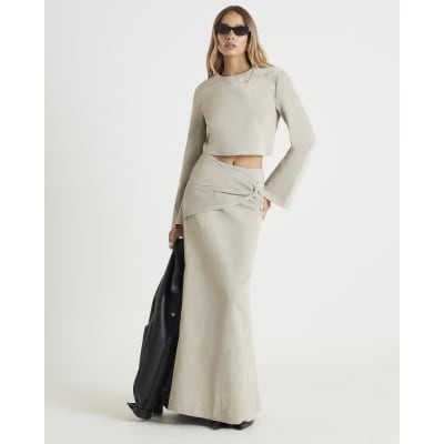 Cream Faux Leather Hammered Top