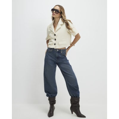 Cream Faux Leather Short Sleeve Shirt