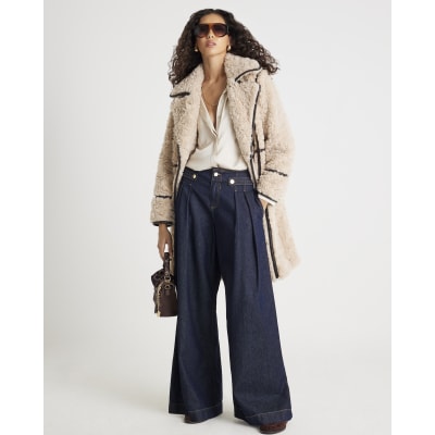 Cream Faux Shearling Coat