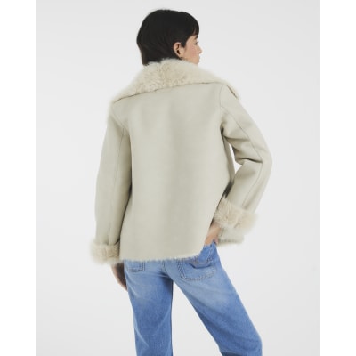 Cream Faux Shearling Lined Jacket