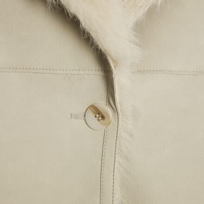 Cream Faux Shearling Lined Jacket