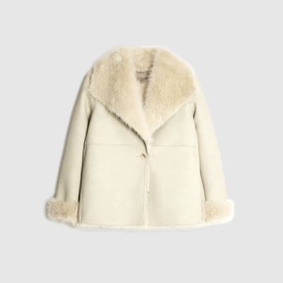 Cream Faux Shearling Lined Jacket
