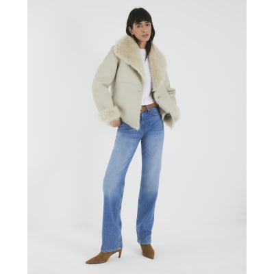 Cream Faux Shearling Lined Jacket
